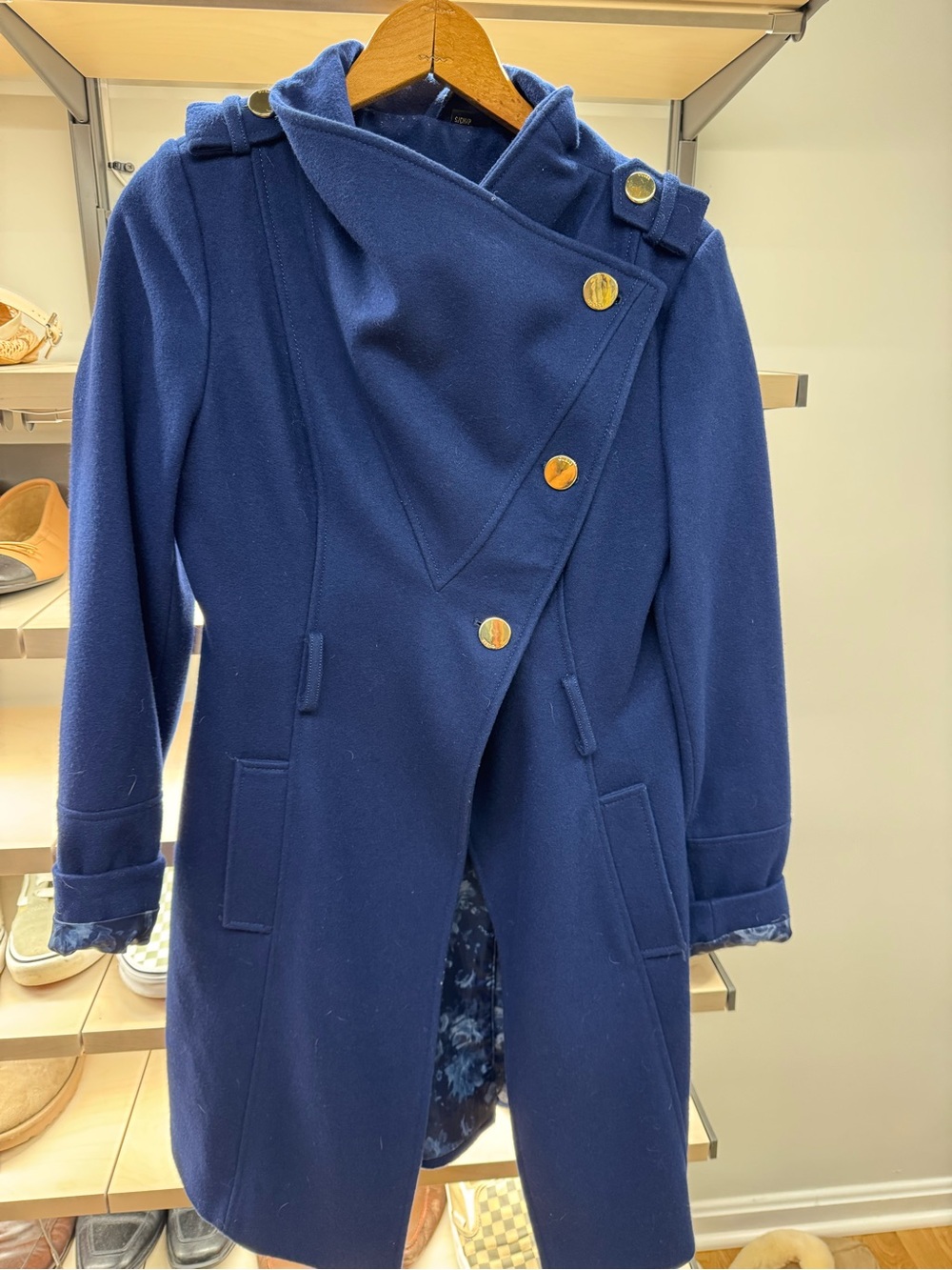 Guess Women's Asymmetrical Envelope Collar Wool-Blend Coat